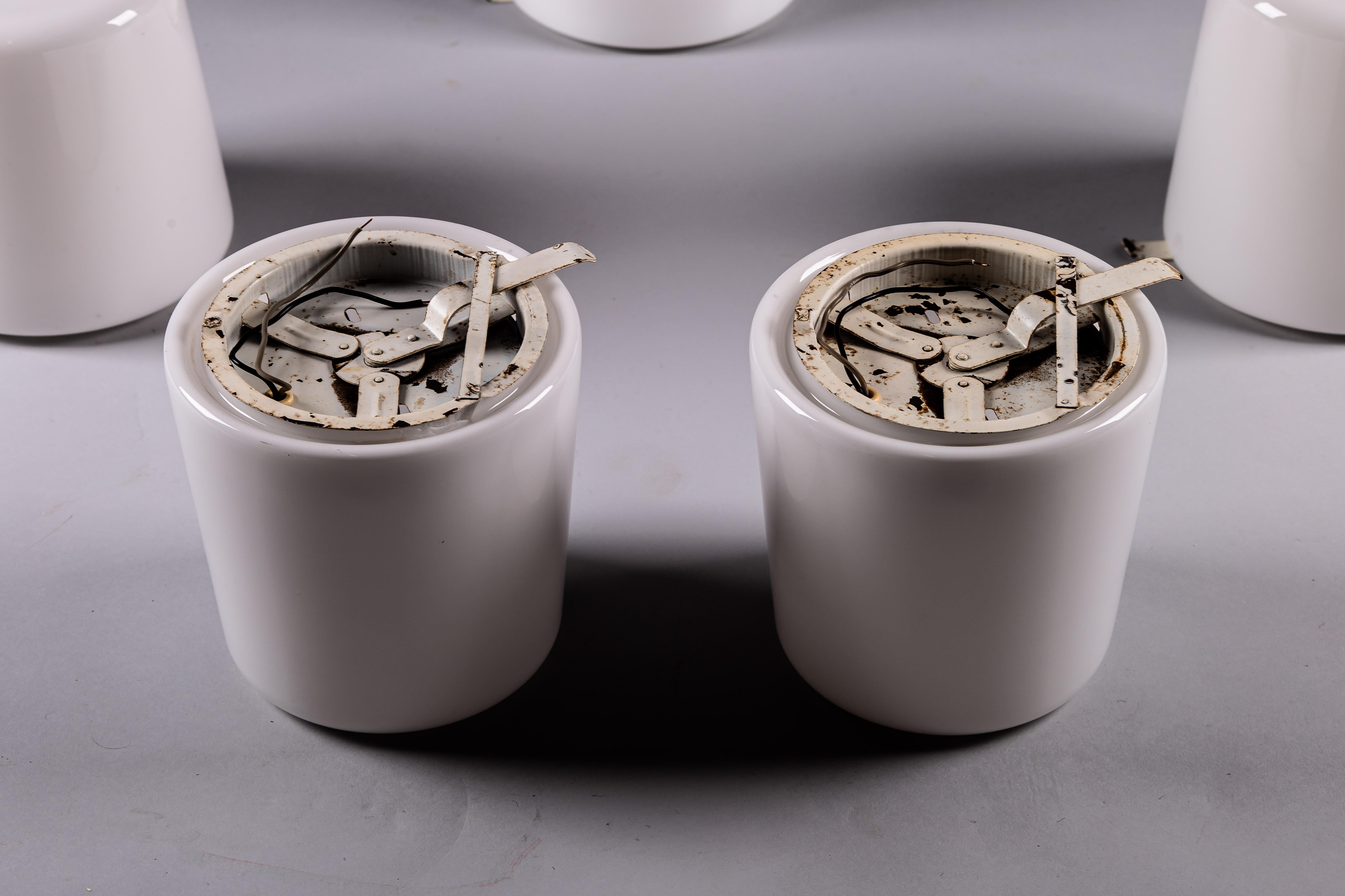 Set of five 1960's opaline glass flush mounts from Itsu, Finland 3