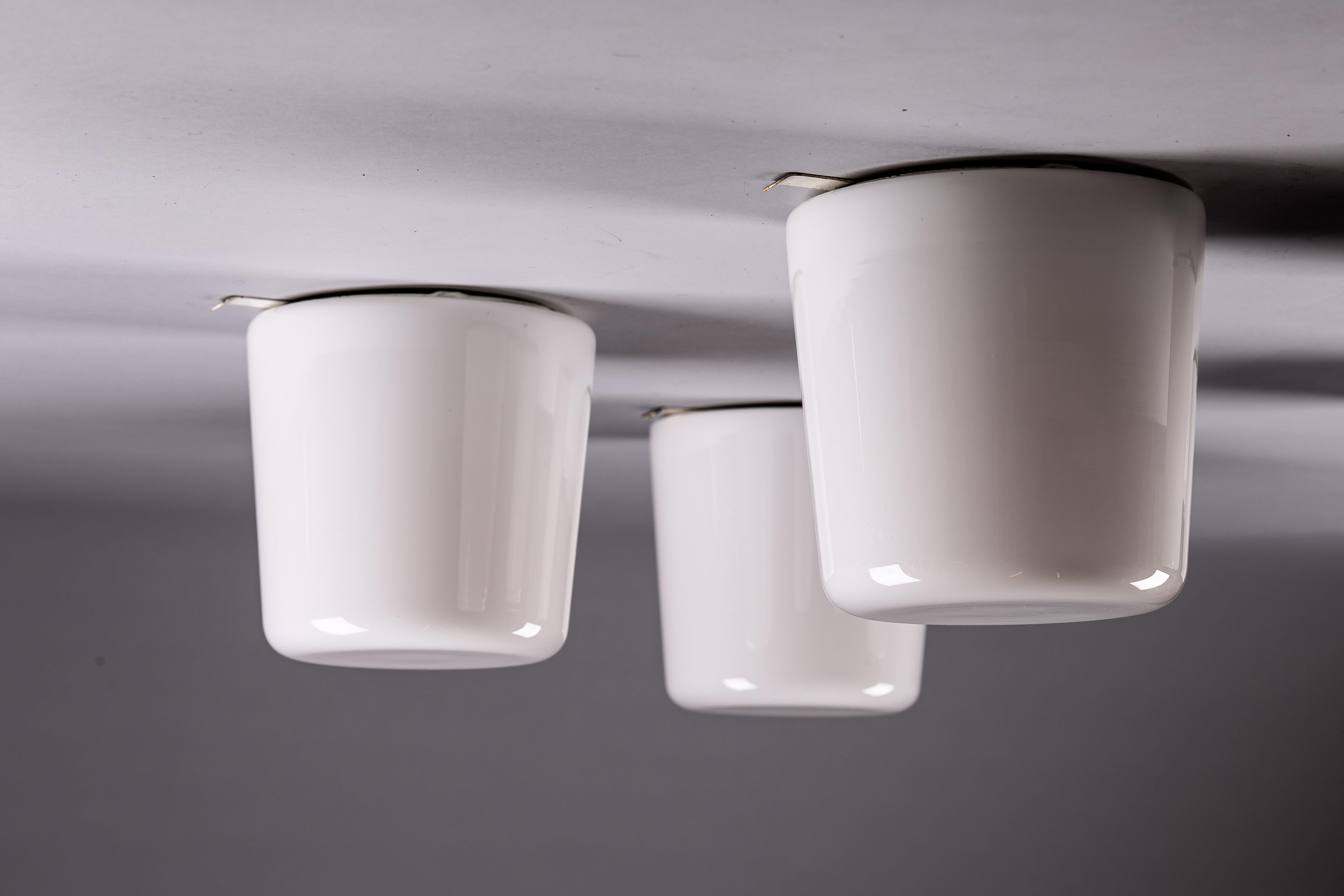 Metal Set of five 1960's opaline glass flush mounts from Itsu, Finland