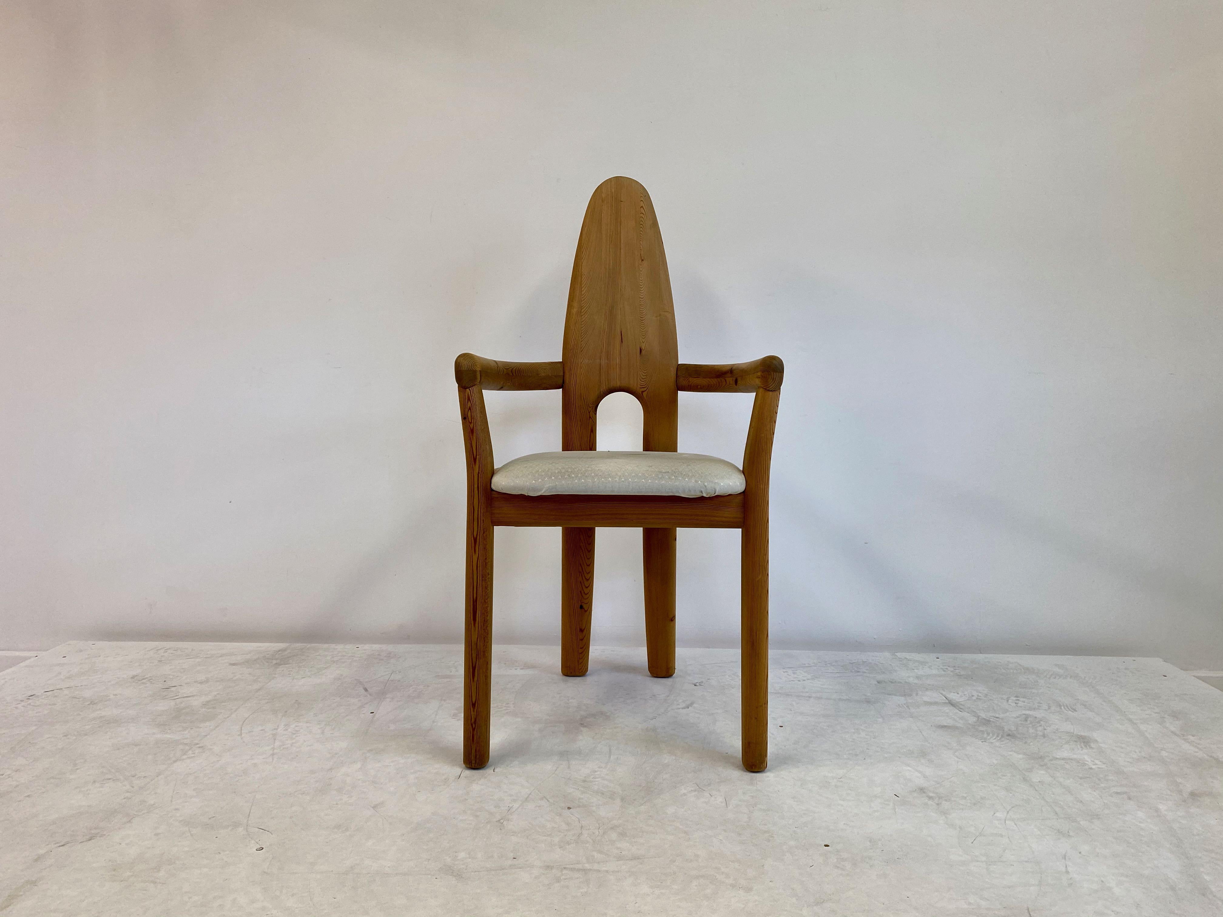 Set of Five 1970s Swedish Solid Pine Dining Chairs 4