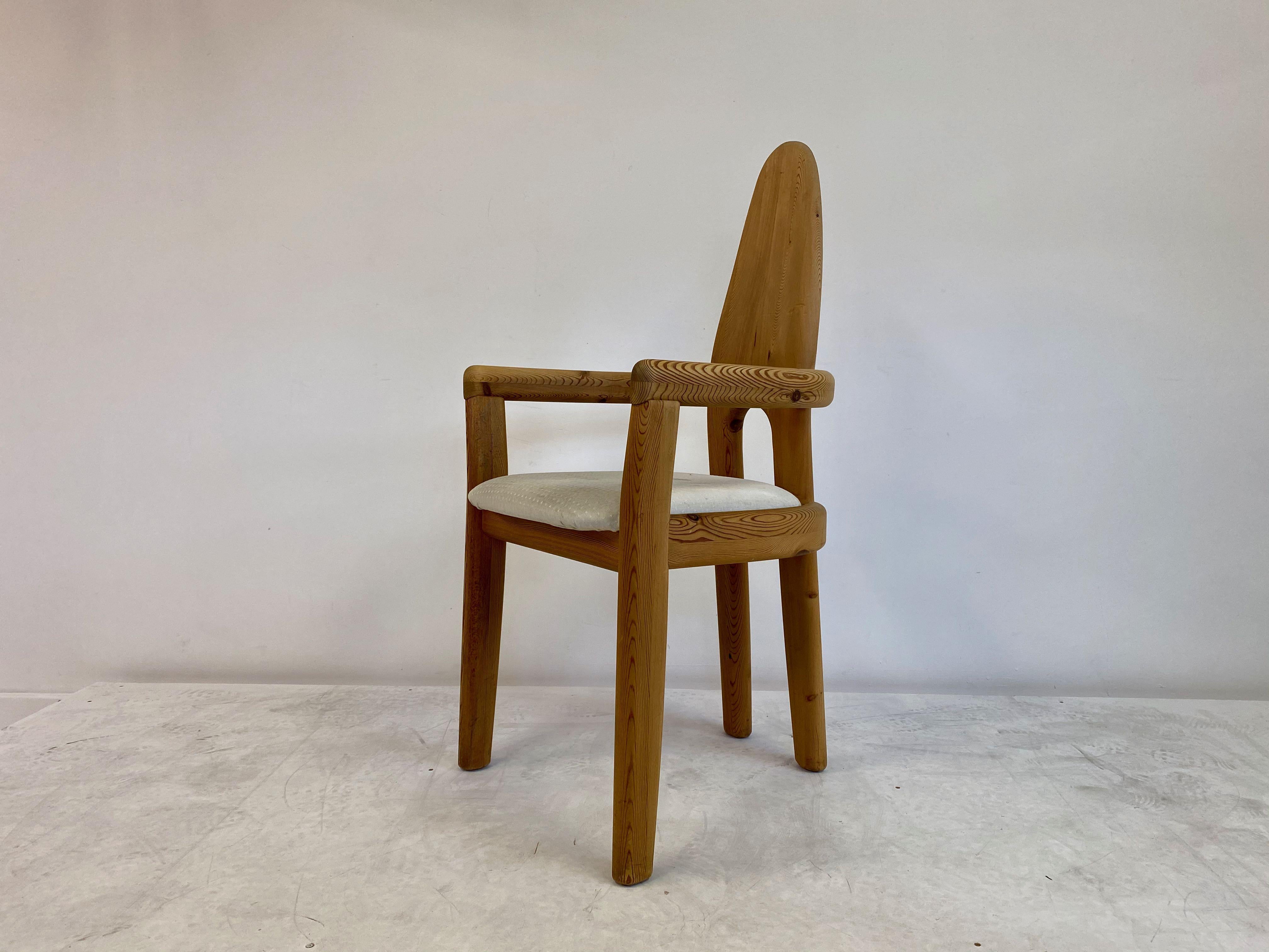 20th Century Set of Five 1970s Swedish Solid Pine Dining Chairs
