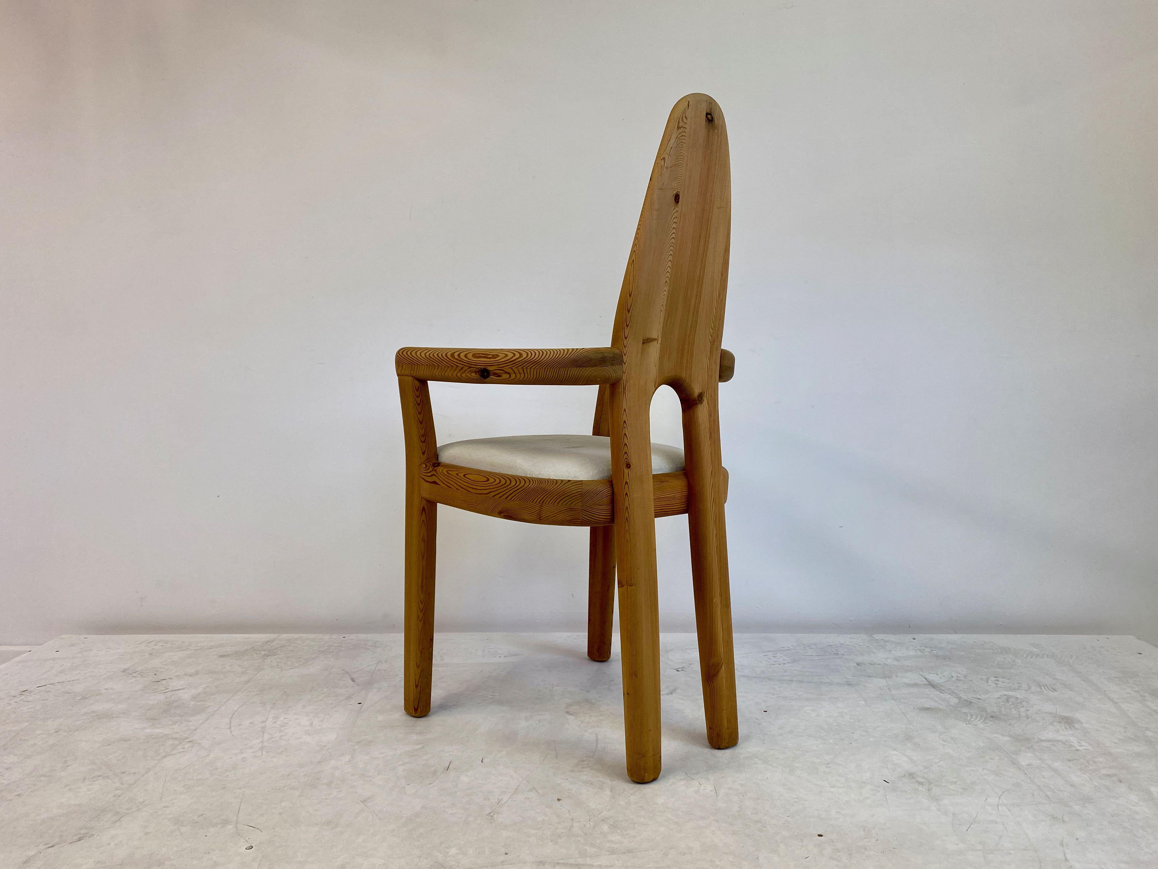 Set of Five 1970s Swedish Solid Pine Dining Chairs 1