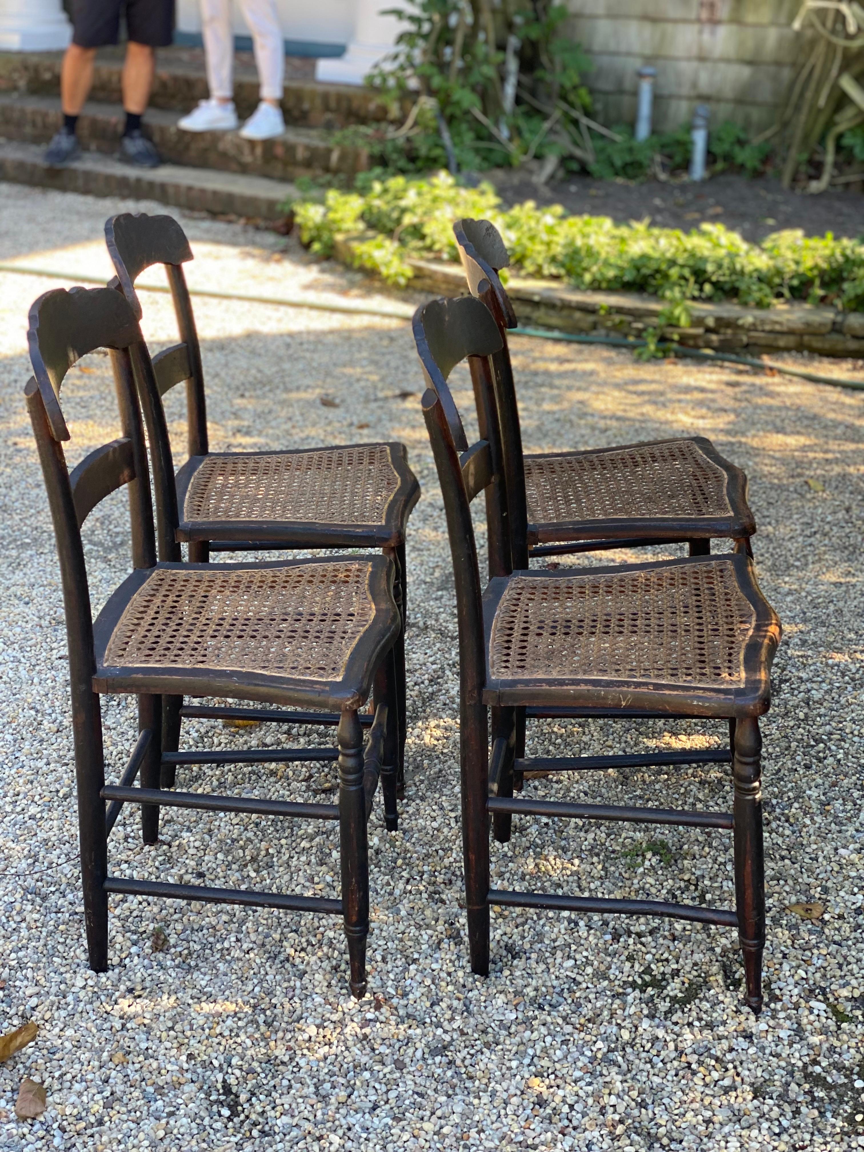 Set of Five 19th Century American Caned Faux Bois Rosewood Dining Chairs For Sale 9