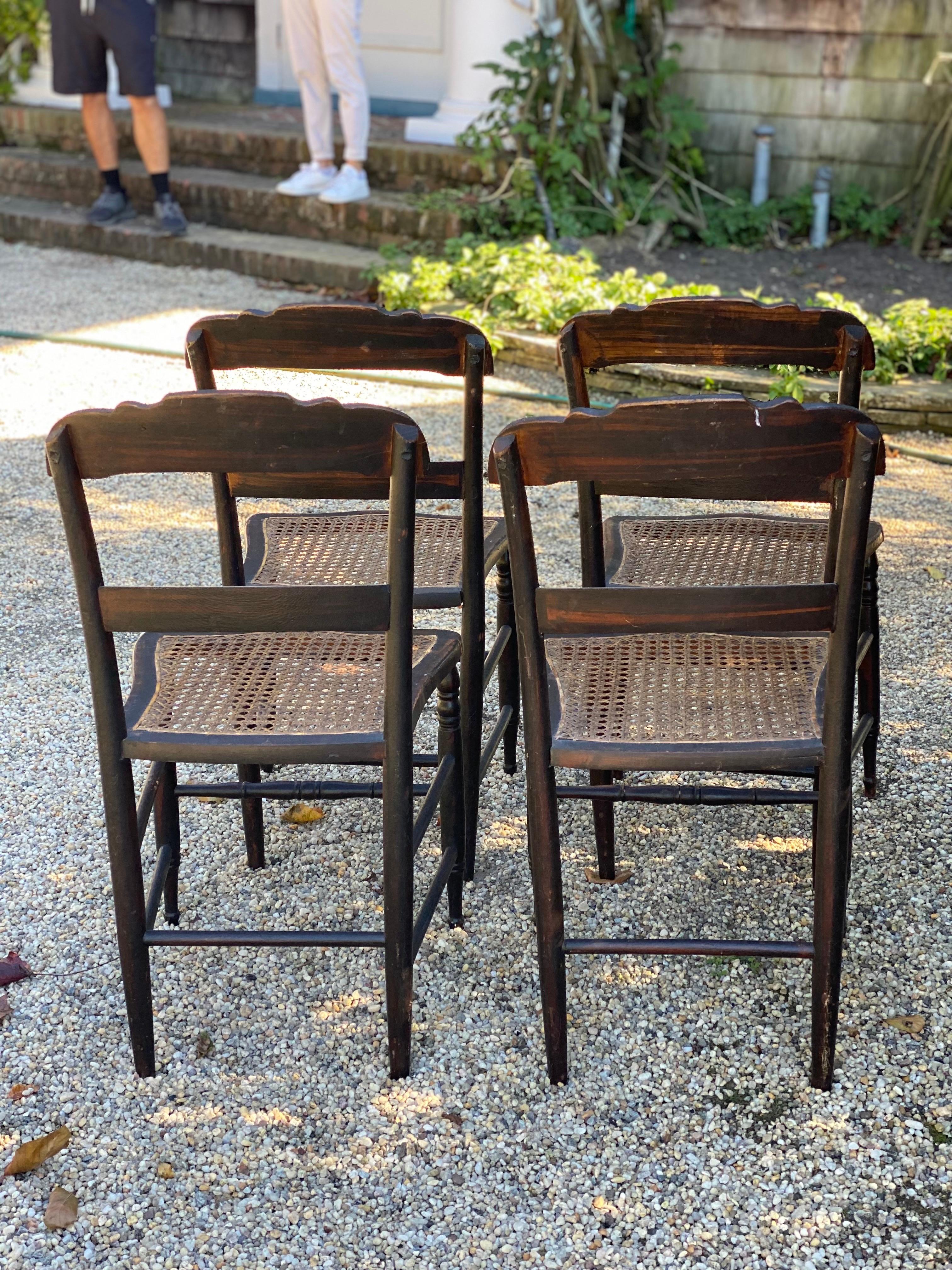 Set of Five 19th Century American Caned Faux Bois Rosewood Dining Chairs For Sale 10