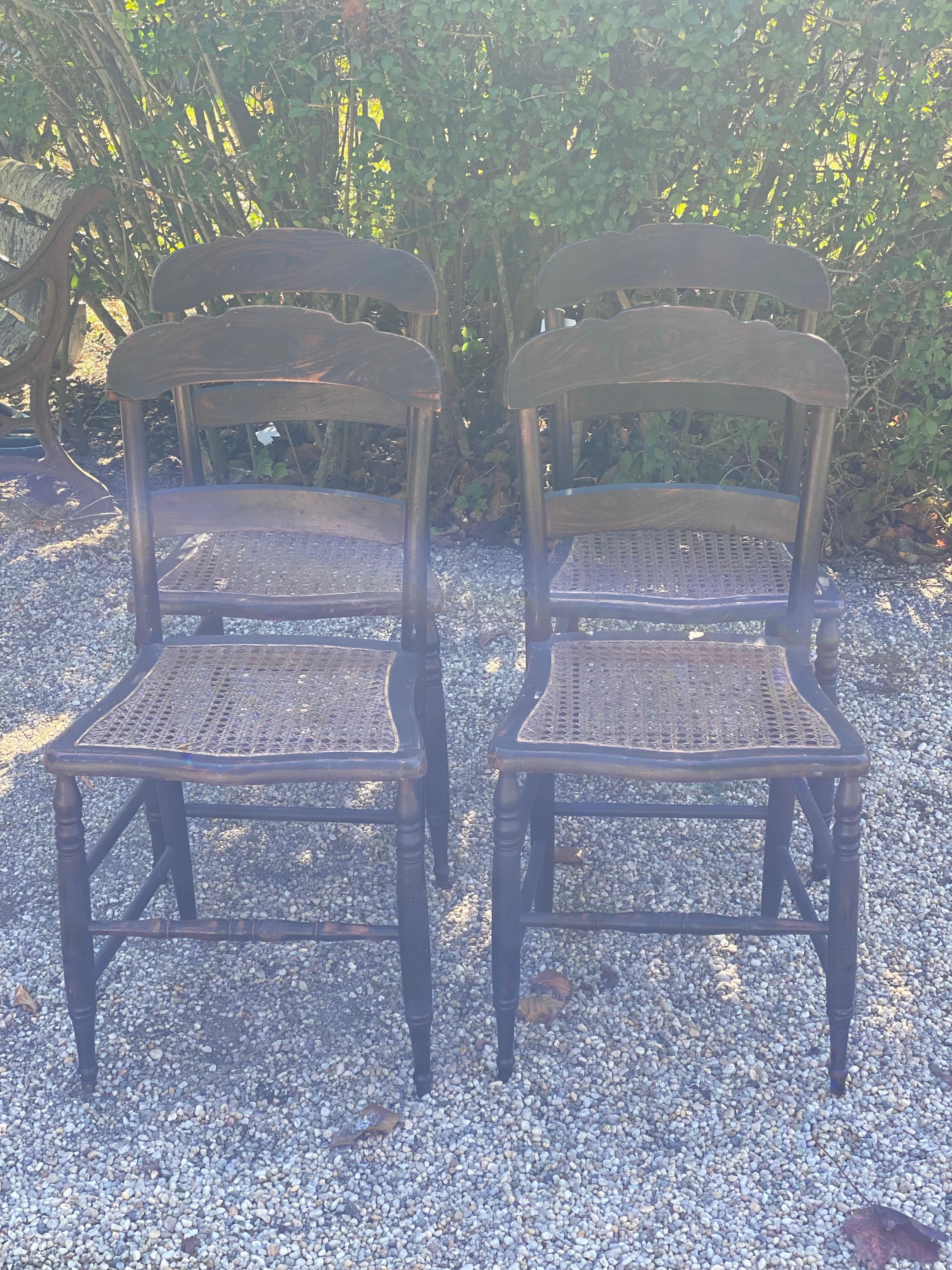 Set of Five 19th Century American Caned Faux Bois Rosewood Dining Chairs For Sale 11
