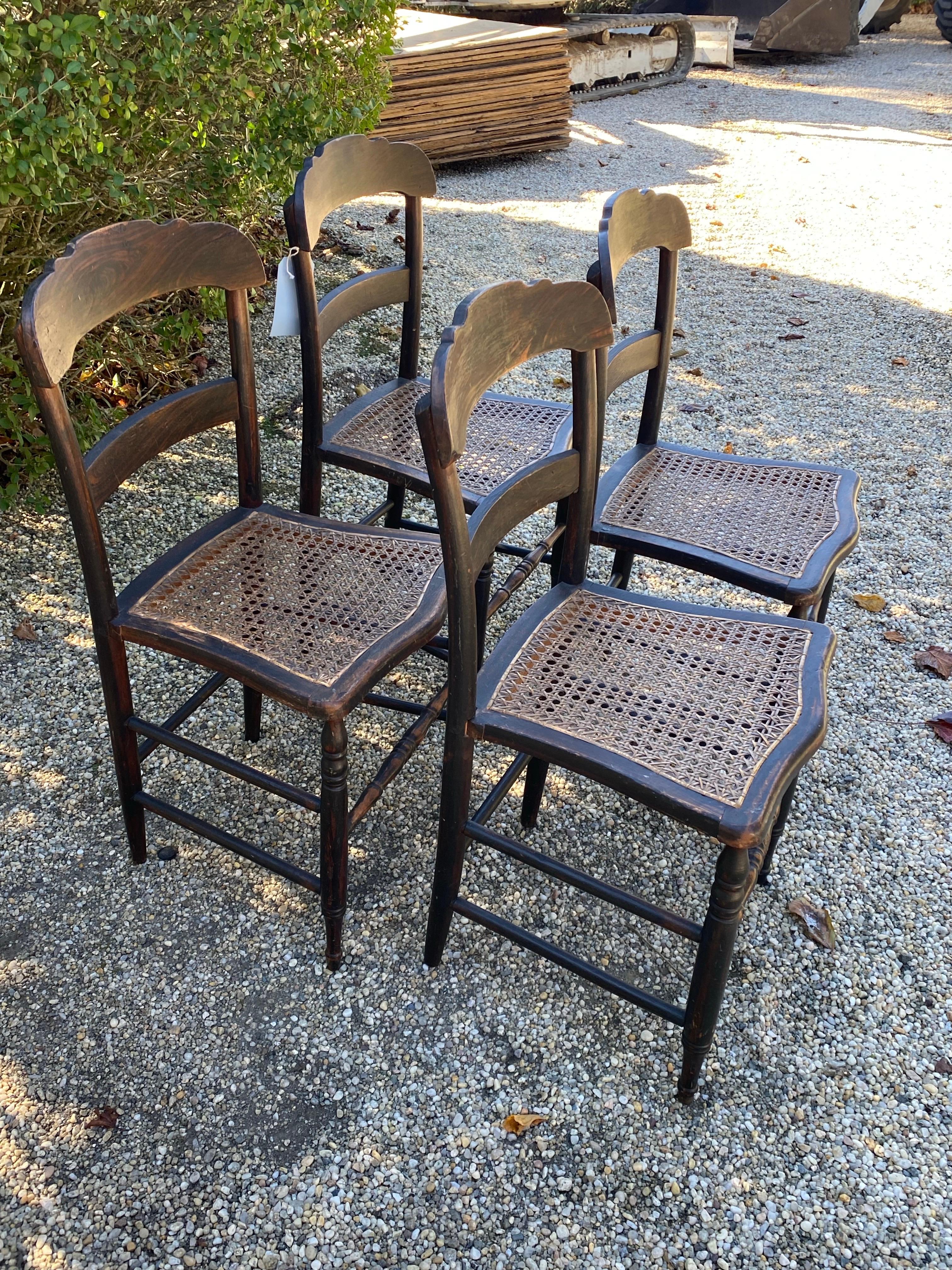 Set of Five 19th Century American Caned Faux Bois Rosewood Dining Chairs For Sale 12
