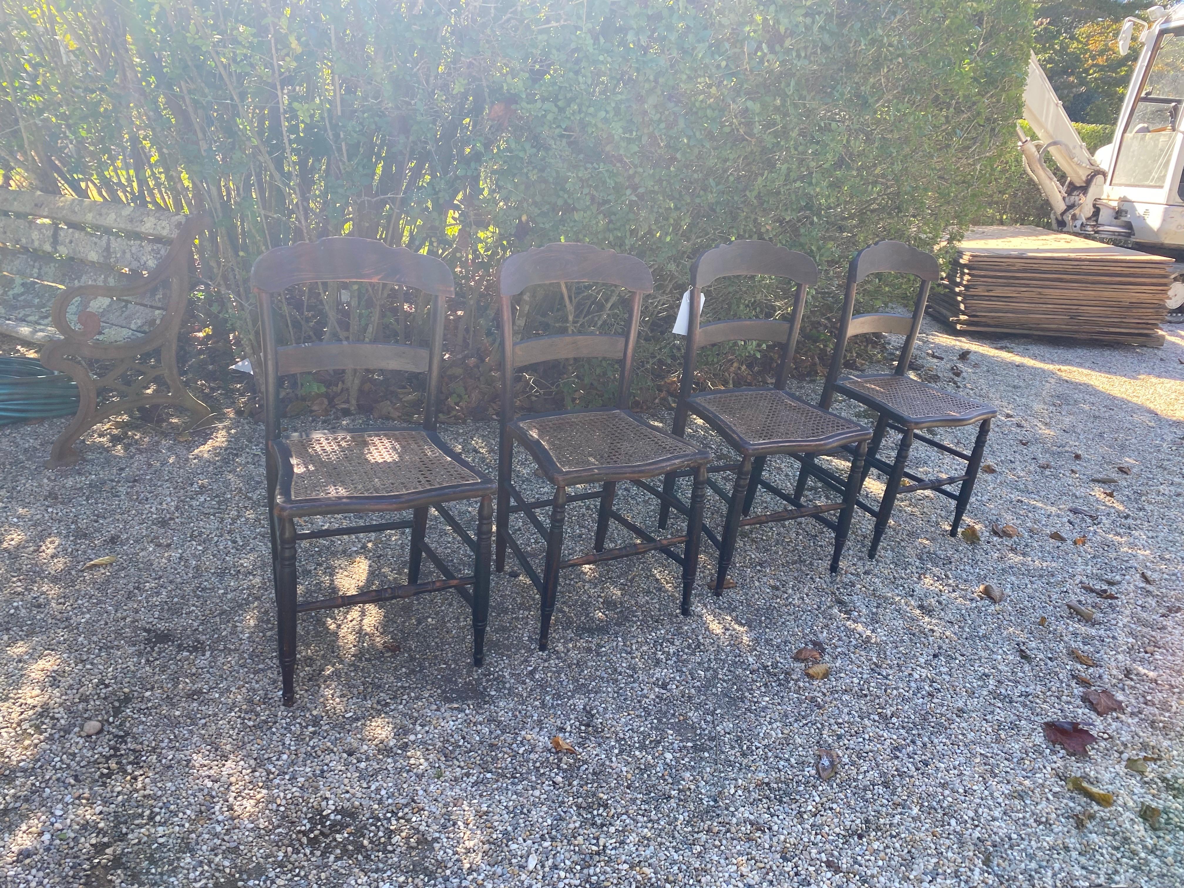 Set of Five 19th Century American Caned Faux Bois Rosewood Dining Chairs For Sale 14