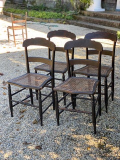 Set of Five 19th Century American Caned Faux Bois Rosewood Dining Chairs