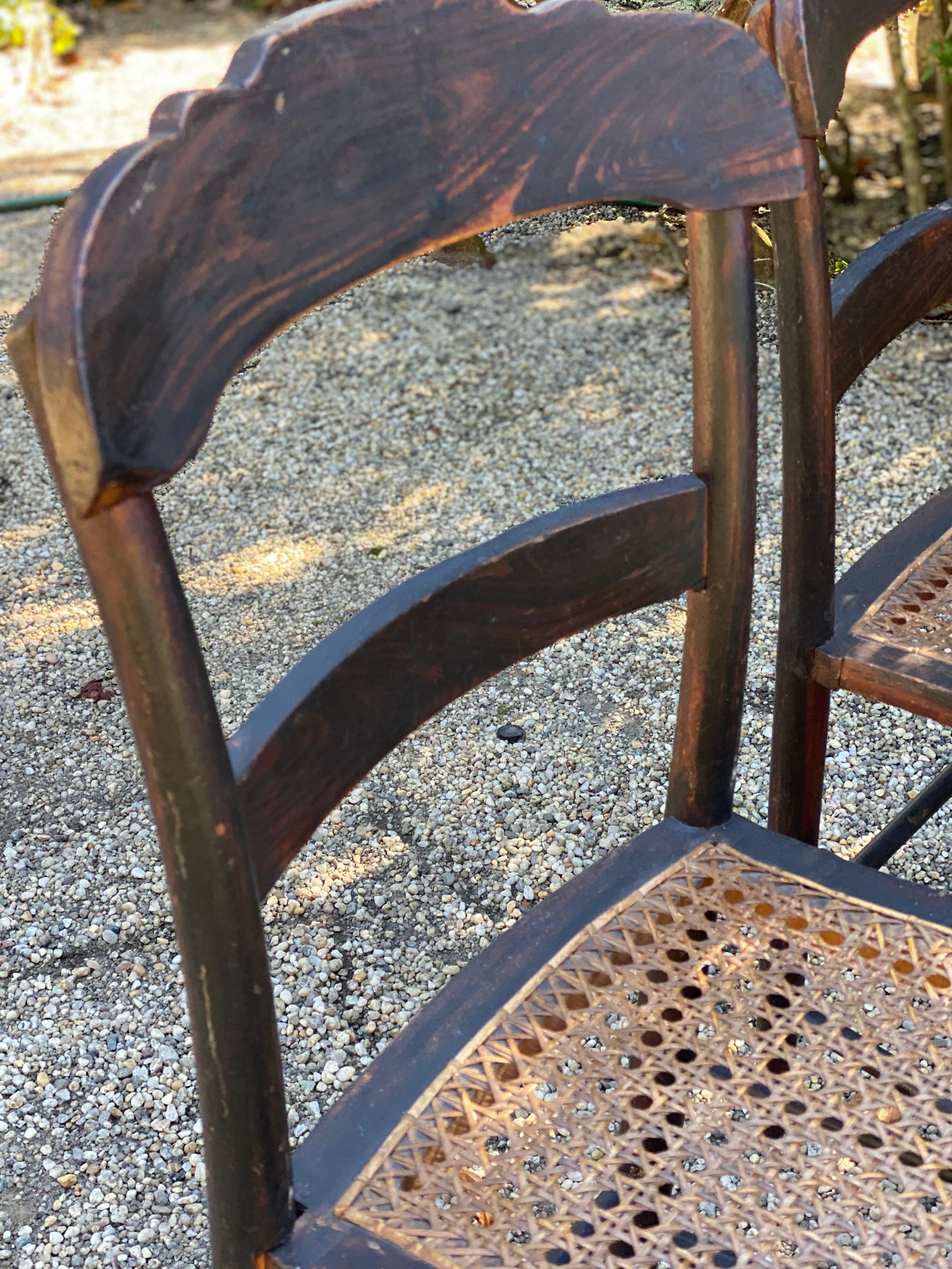 Set of Five 19th Century American Caned Faux Bois Rosewood Dining Chairs For Sale 1