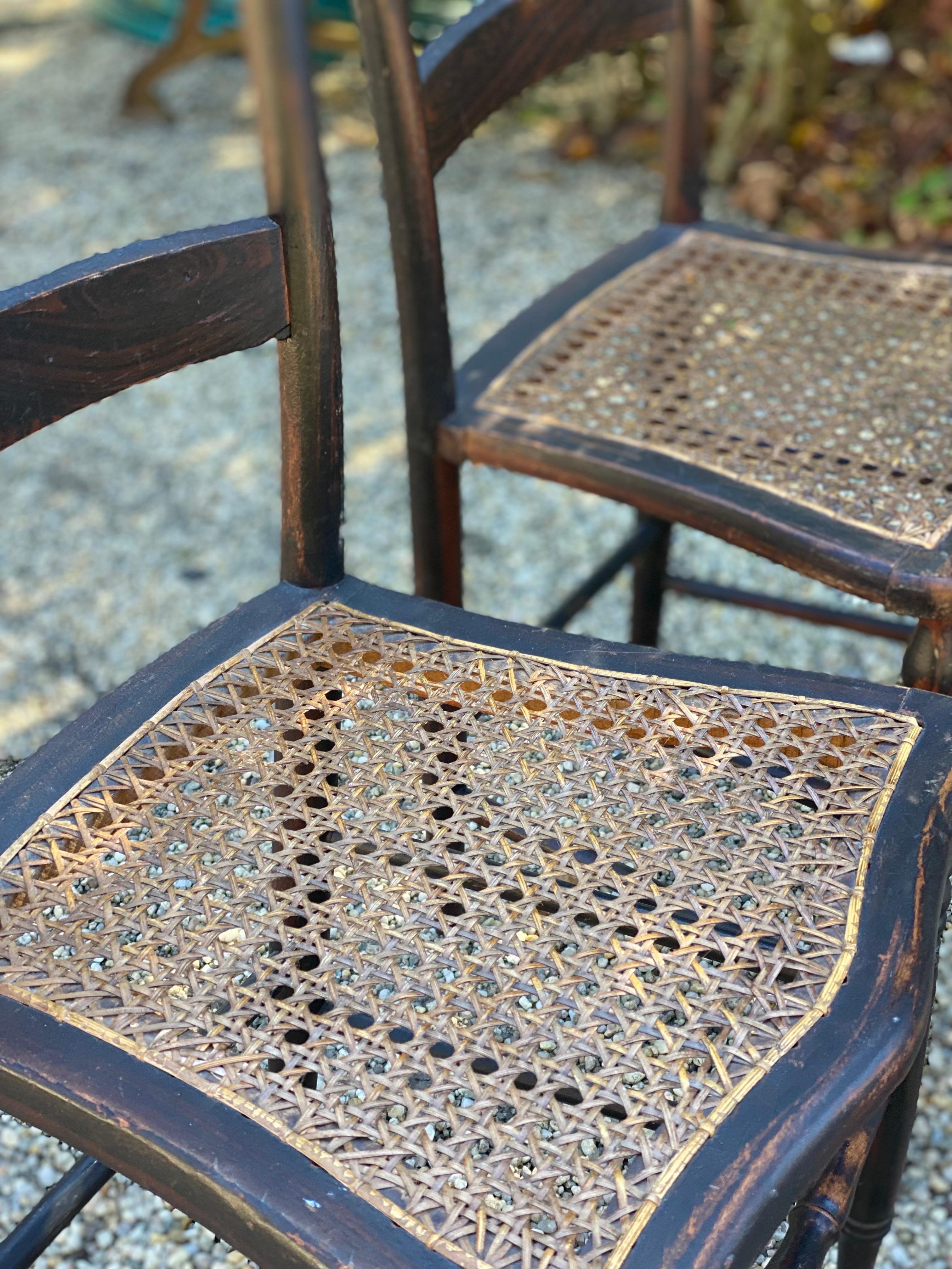 Set of Five 19th Century American Caned Faux Bois Rosewood Dining Chairs For Sale 2