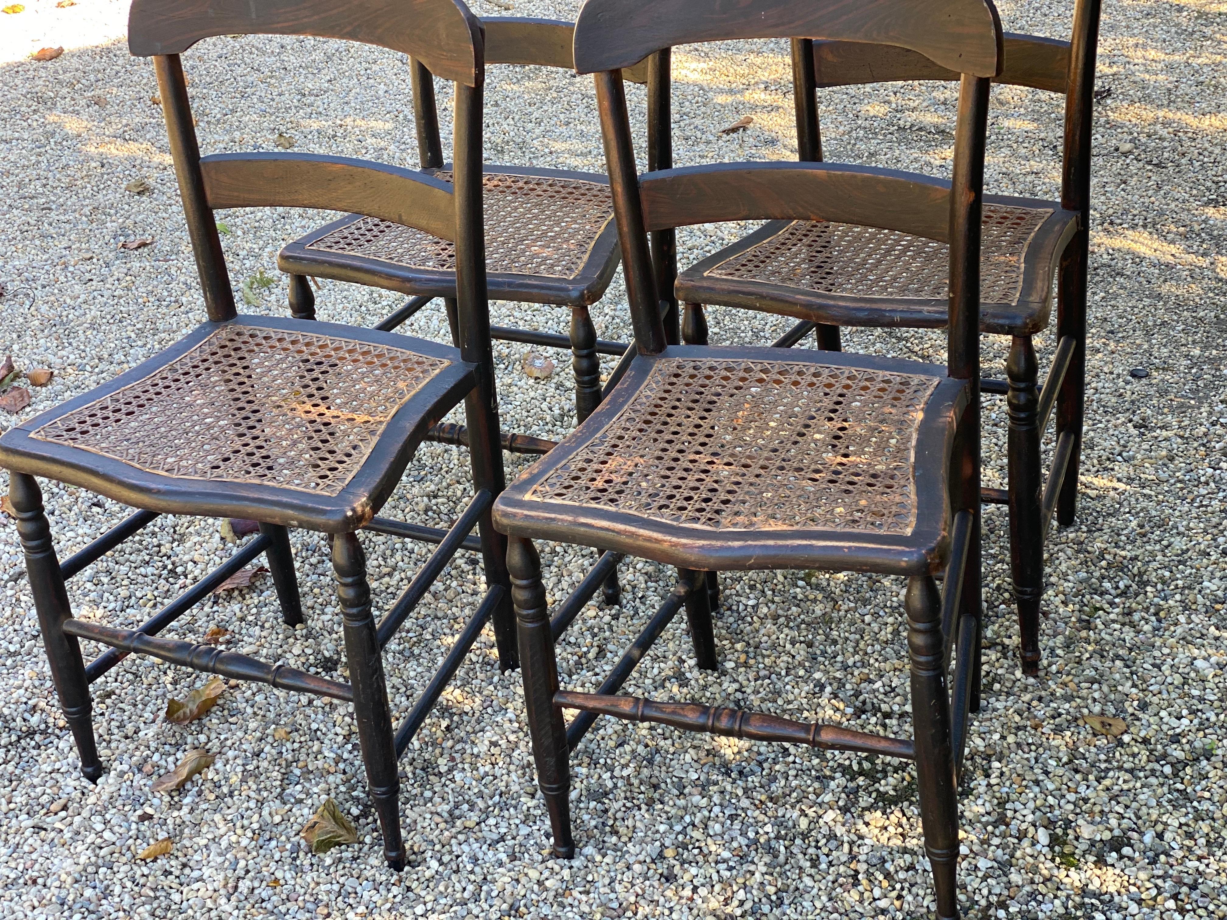 Set of Five 19th Century American Caned Faux Bois Rosewood Dining Chairs For Sale 3