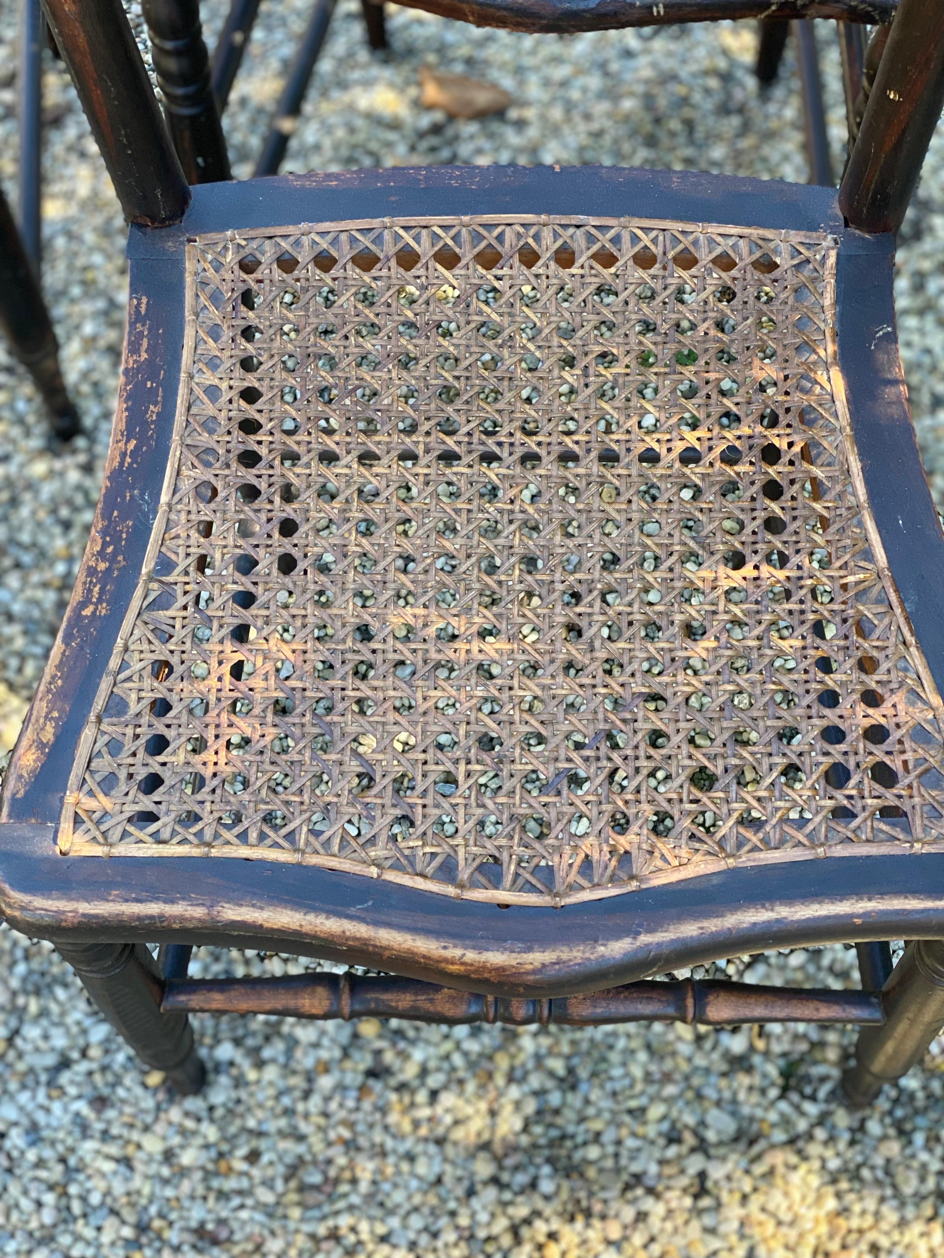 Set of Five 19th Century American Caned Faux Bois Rosewood Dining Chairs For Sale 5
