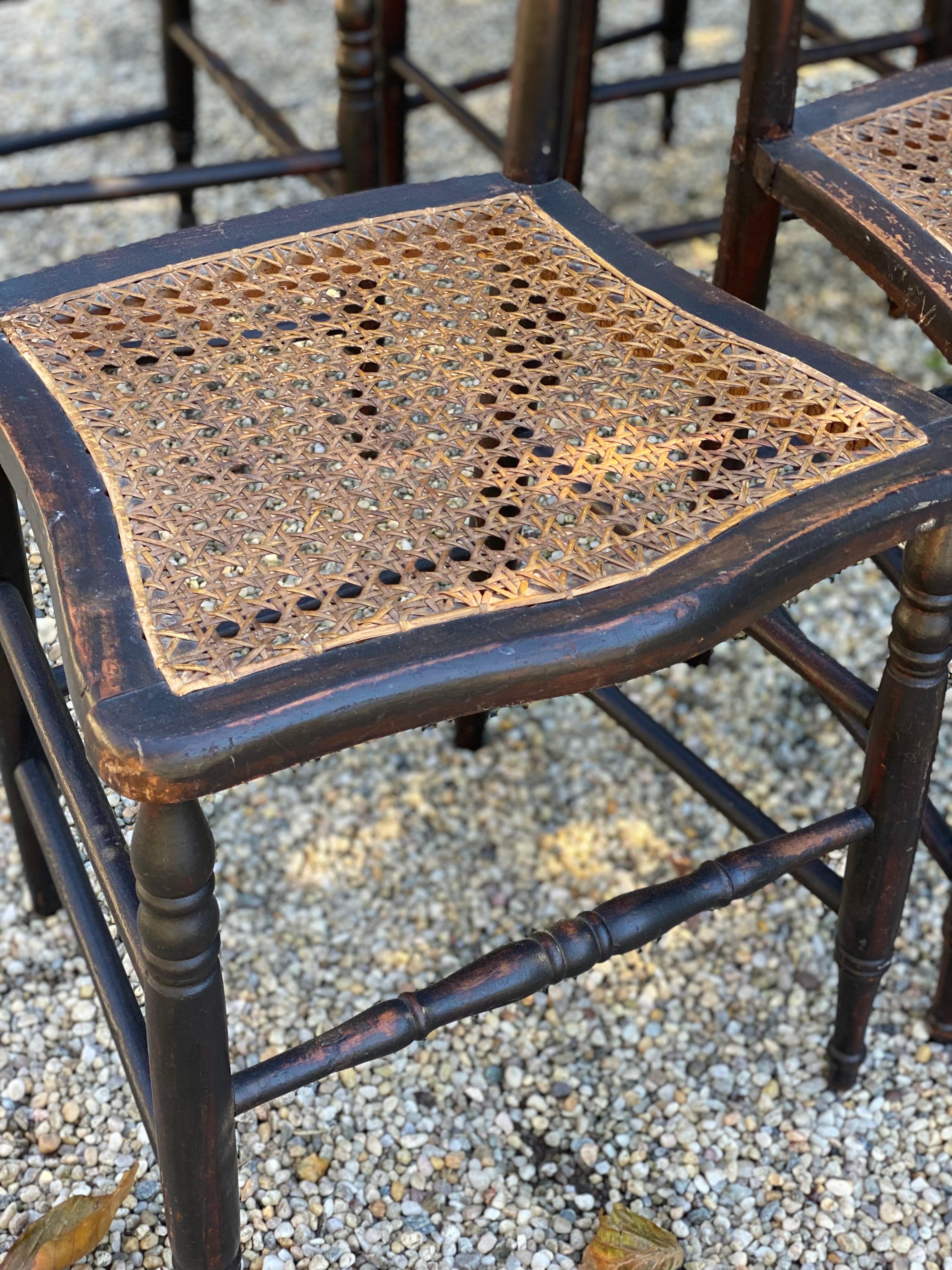 Set of Five 19th Century American Caned Faux Bois Rosewood Dining Chairs For Sale 6