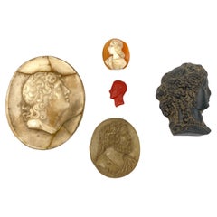 Set of Five 19th Century Cameos with Classical Antique-Style Profiles
