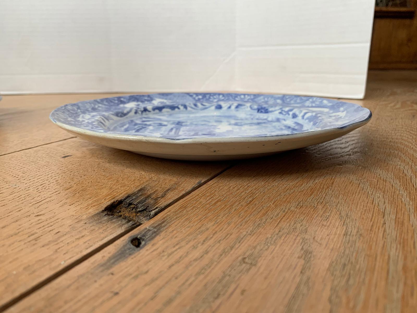 Set of Five 19th Century English Blue and White Copeland Spode Porcelain Plates For Sale 10