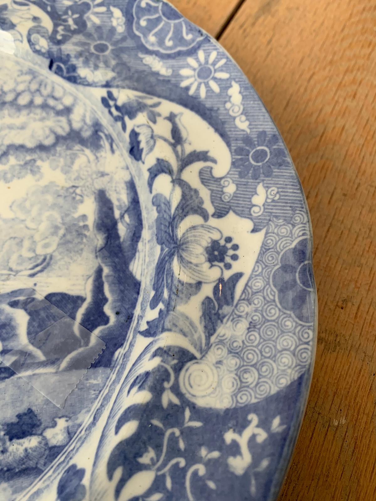 Set of Five 19th Century English Blue and White Copeland Spode Porcelain Plates For Sale 12