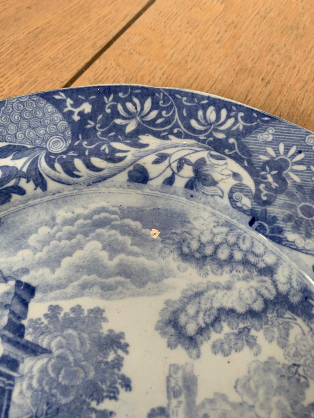 Set of Five 19th Century English Blue and White Copeland Spode Porcelain Plates For Sale 13
