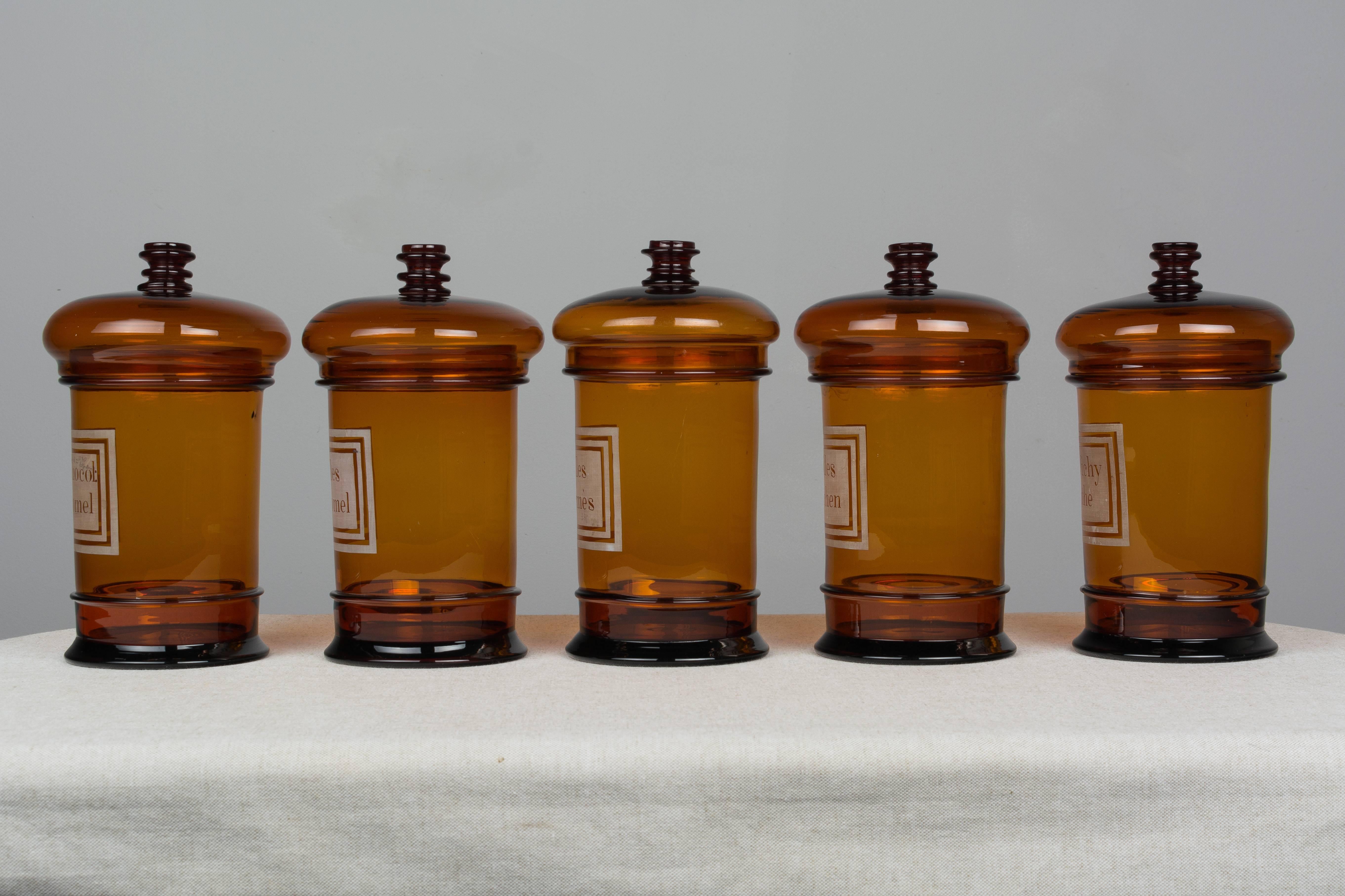Set of Five 19th Century French Apothecary Jars In Excellent Condition In Winter Park, FL