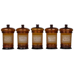 Antique Set of Five 19th Century French Apothecary Jars