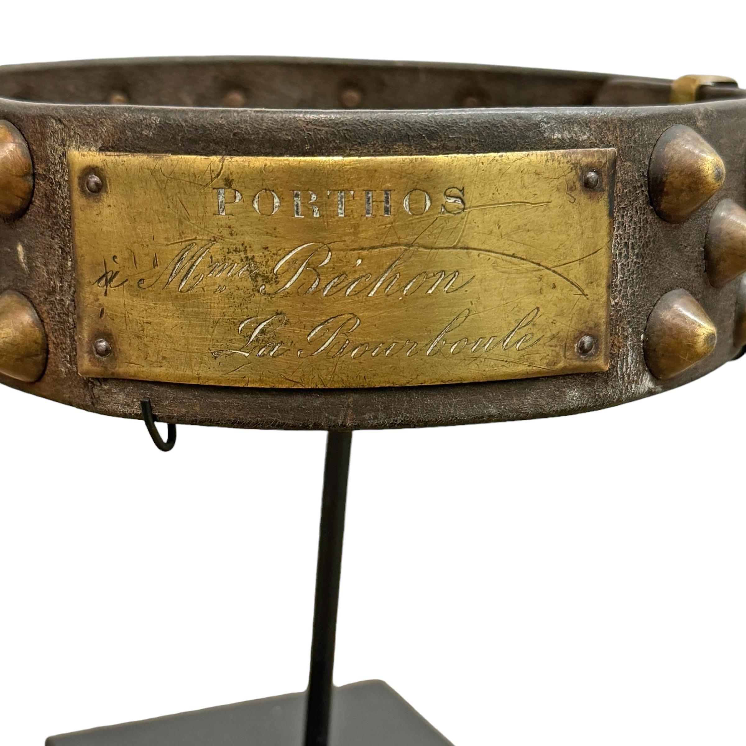 Brass Set of Five 19th Century French Dog Collars on Custom Mounts