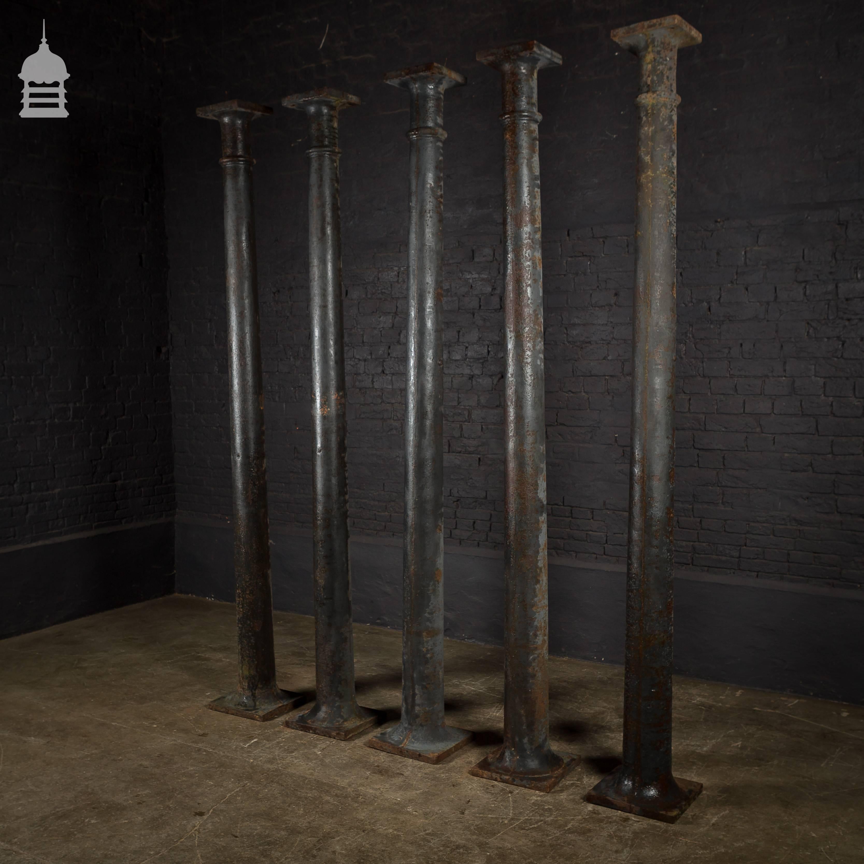 Set of Five 19th Century Industrial Cast Iron Columns, Pillars, Stanchions For Sale 1