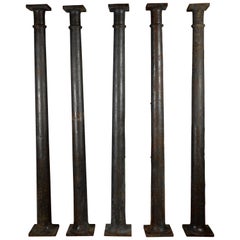 Set of Five 19th Century Industrial Cast Iron Columns, Pillars, Stanchions