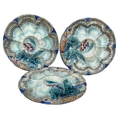 Set of  Five 19th Century Majolica Oyster Plate Wasmuel