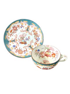 Set of Five 19th-Century Samson Paris Polychrome Cups & Saucers