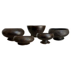 Set of Five 19th Century Tibetan Buddhist Alms Bowls