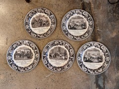 Set of Five 19th Century Transferware Plates
