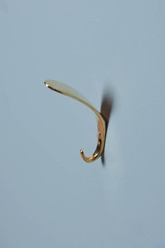 Set of 5 Mid-Century Modern Brass Wall Hooks, Austria, Polished