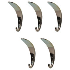 Retro Set of Five #4327 Wall Hooks by Carl Auböck