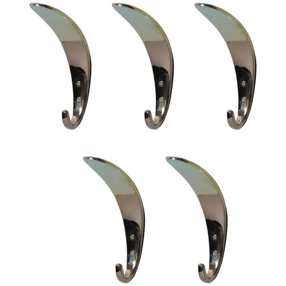 Set of Five #4327 Wall Hooks by Carl Auböck