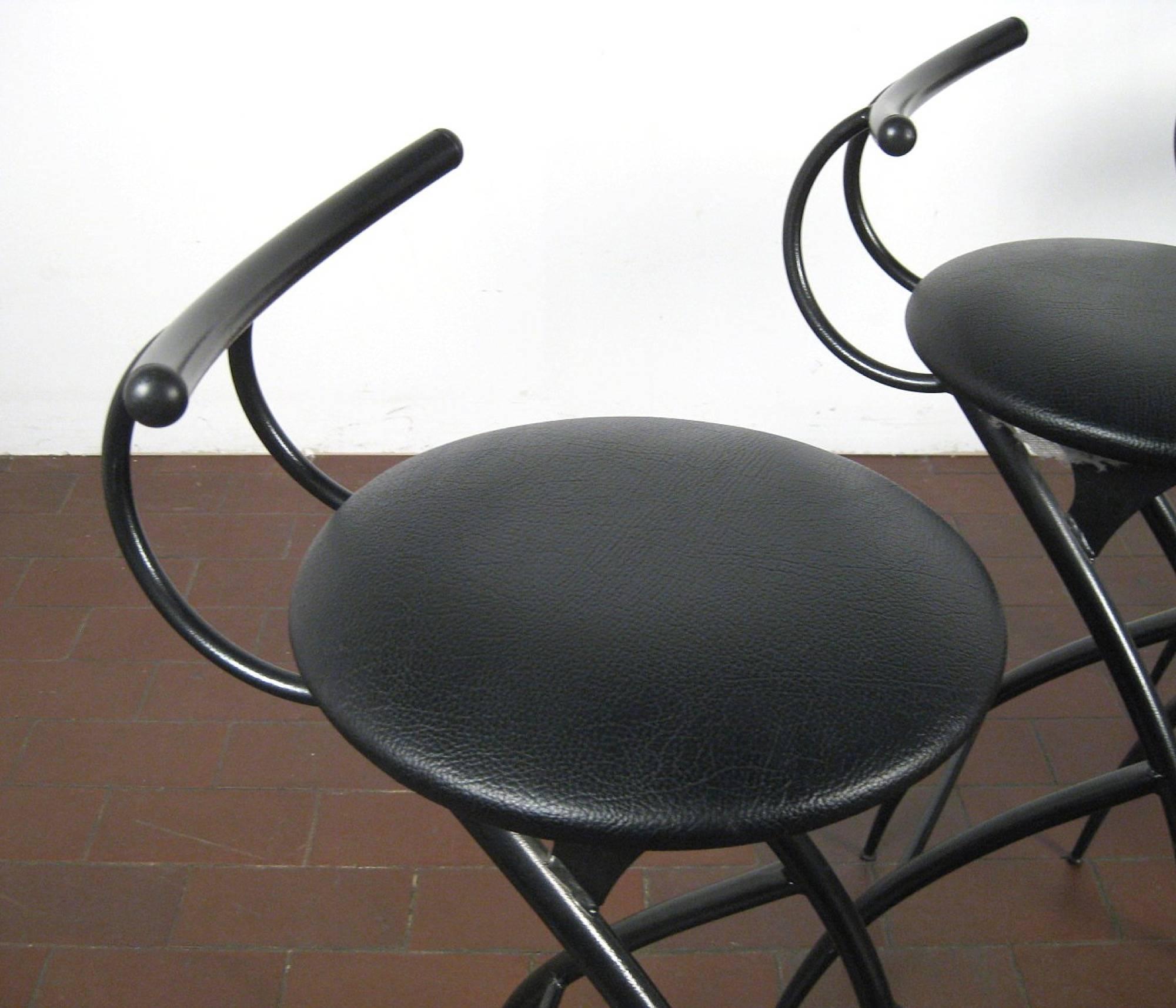 Set of Five Postmodern Italian Bar Stools In Excellent Condition In Belmont, MA