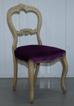 Set of Five 5 Victorian Medallion Back Original French Shabby Chic Dining Chairs