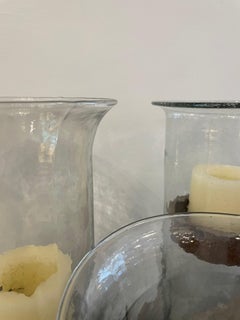 Set of Five '5' Vintage Molded Glass Hurricane Lanterns