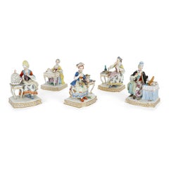 Set von fünf Allegorischen Porzellanskulpturen aus Meissen