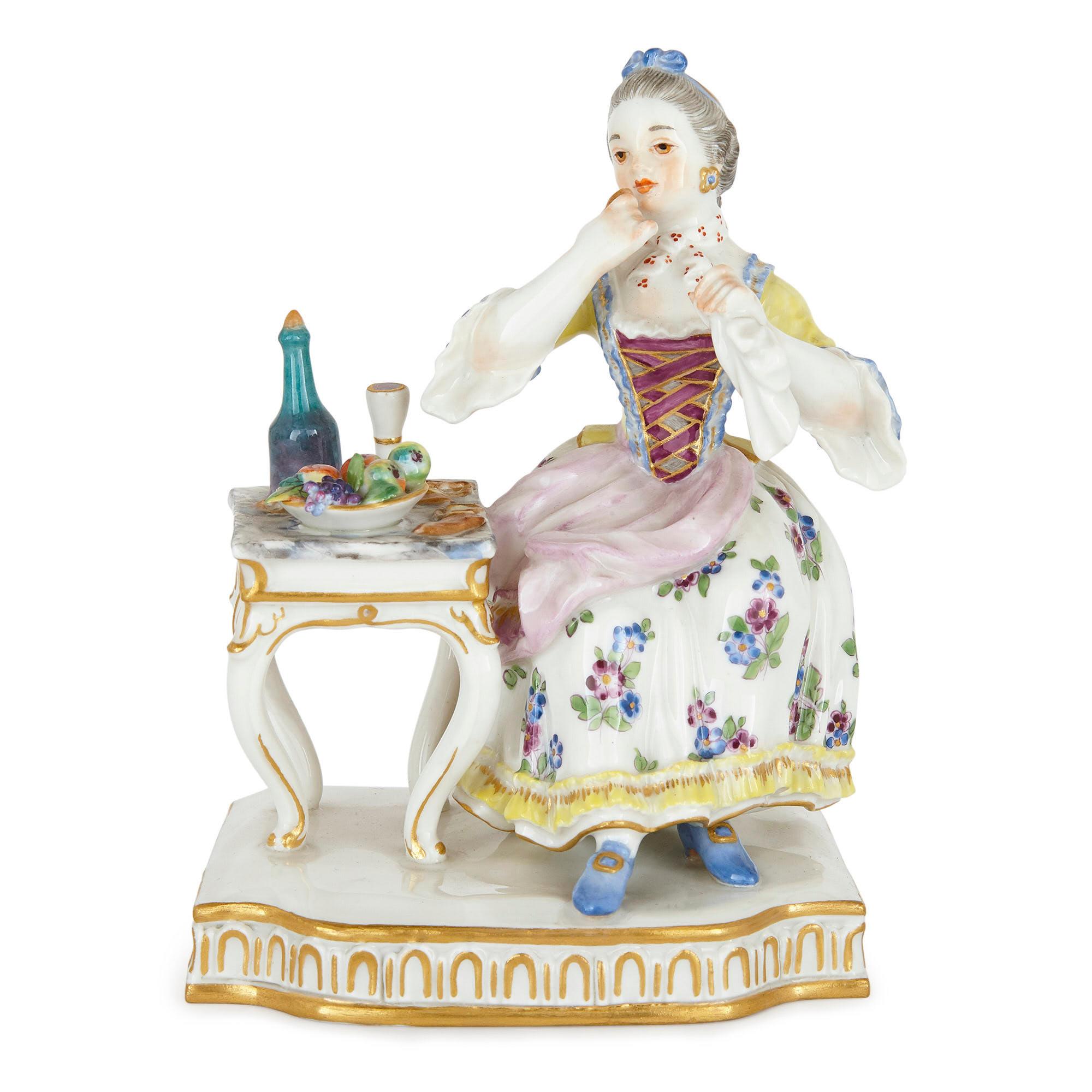 Set of Five Allegorical Porcelain Sculptures by Meissen For Sale 1