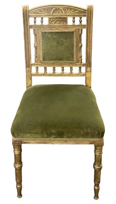 Set of Five American Giltwood & Green Velvet Chairs, circa 1920s