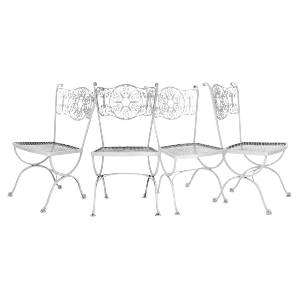 Seltene Woodard Andalusier Eisen Patio Stühle Satz von 4