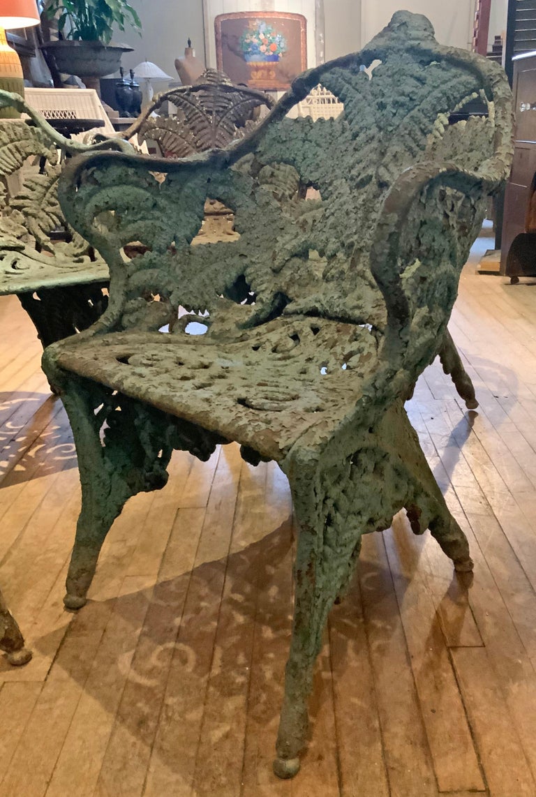 Set of Five Antique 19th Century Cast Iron Fern Garden Chairs at 1stDibs
