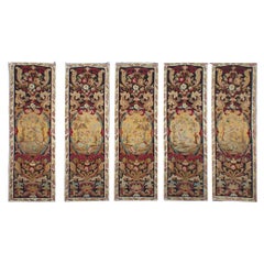 Set of Five Antique French Needlepoint Panels, circa 1880  1'3 X 3'10