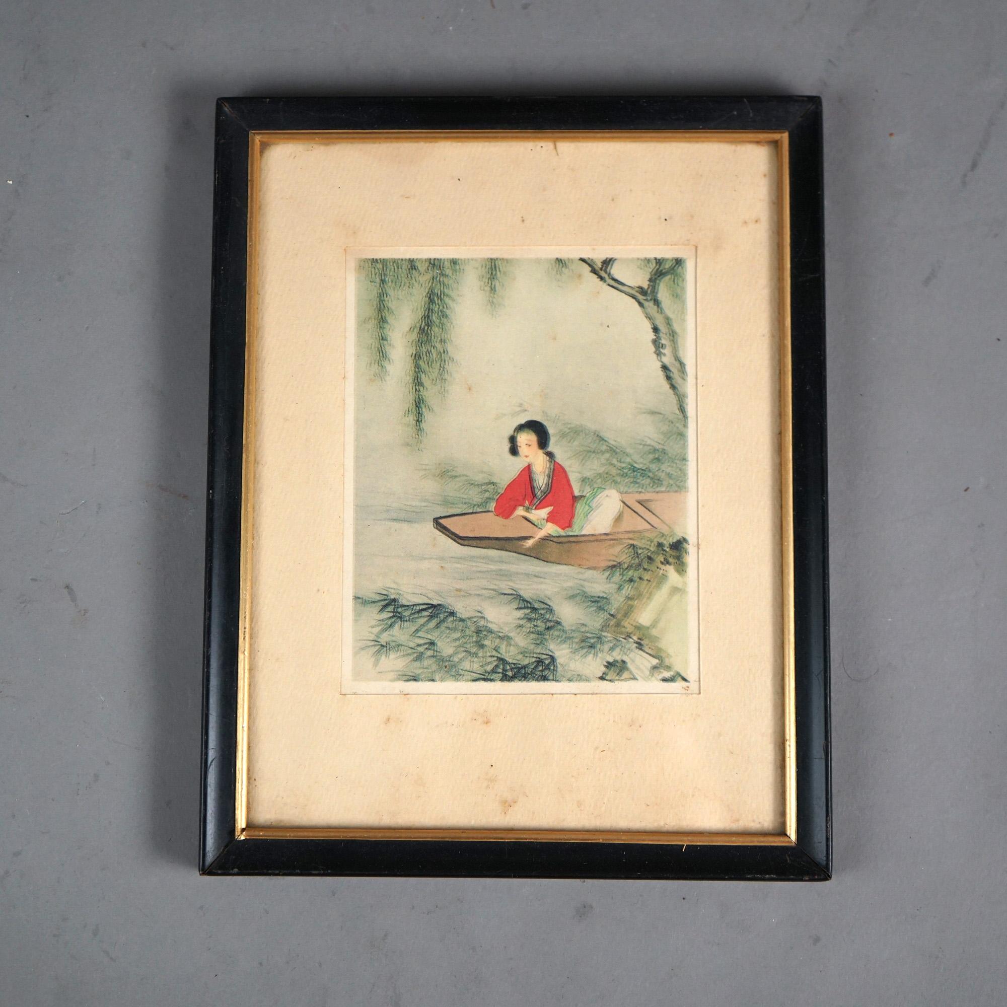 Set of Five Antique Japanese Woodblock Prints C1920 1