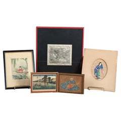 Set of Five Antique Japanese Woodblock Prints C1920