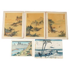 Set of Five Antique Japanese Woodblock Prints C1920