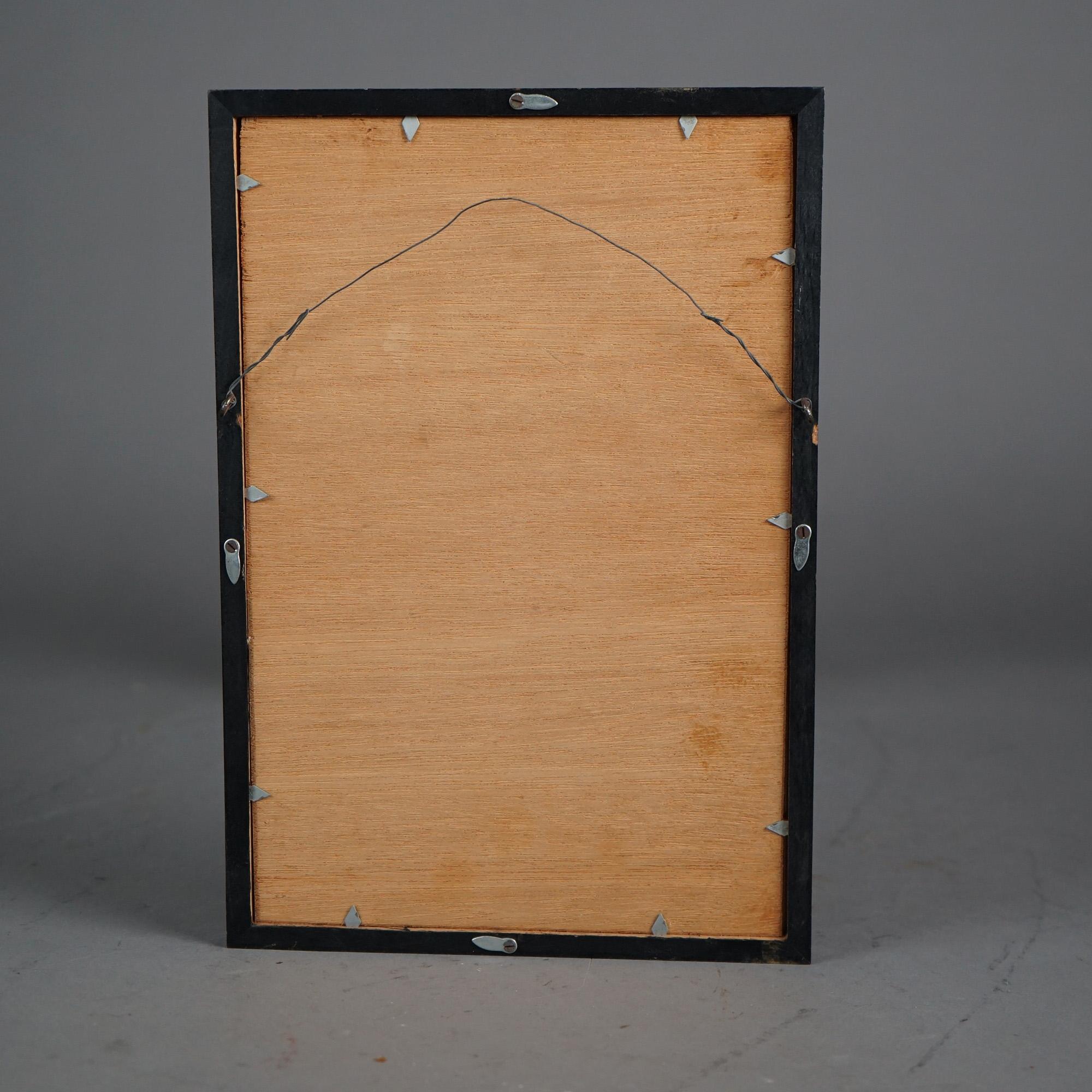 Ensemble de cinq gravures japonaises anciennes sur bois, encadrées, C1920 en vente 2