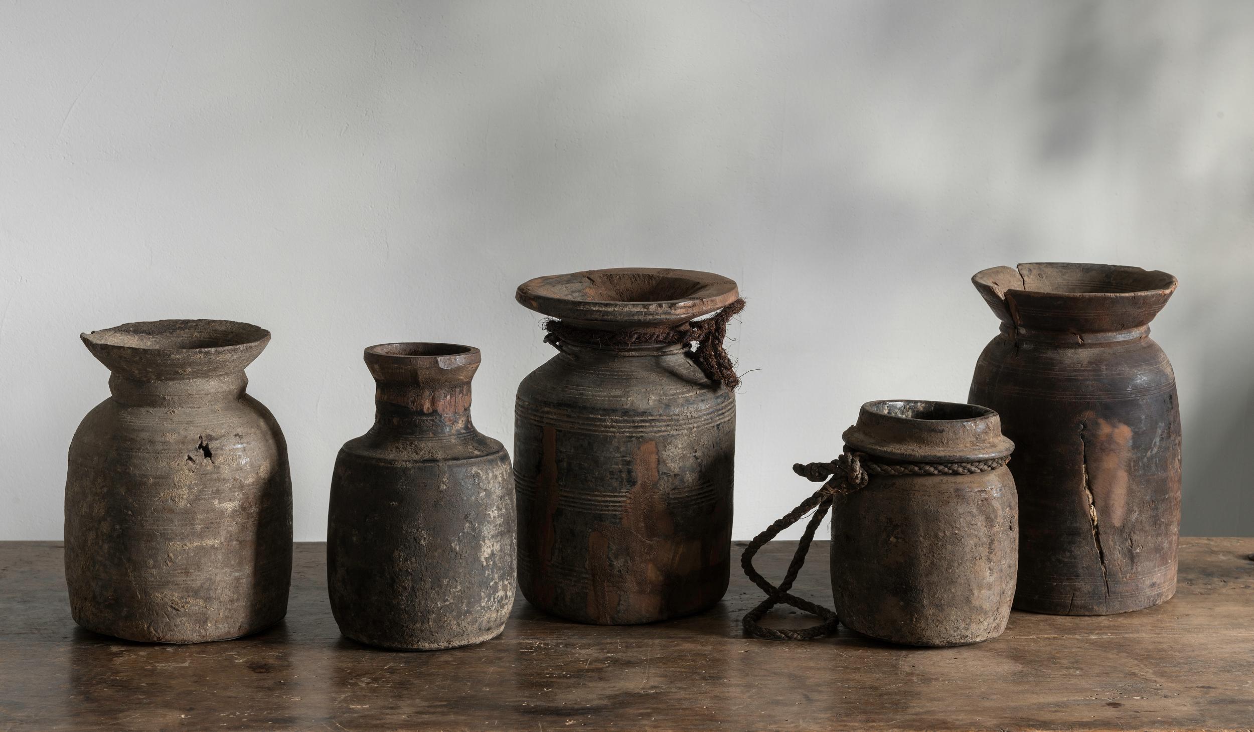 Turned Set Of Five Antique Jars For Sale
