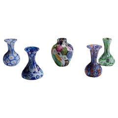 Ensemble de cinq vases Murrine anciens de Fratelli Toso, Murano