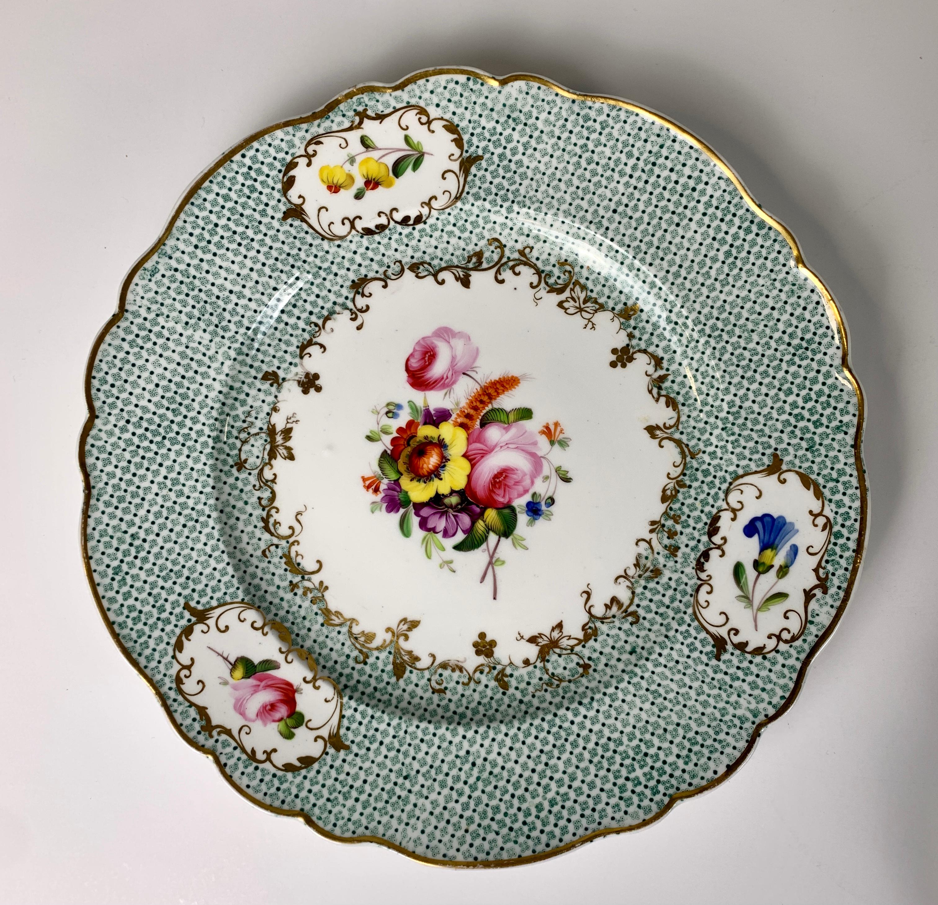 Set of Five Antique Porcelain Dishes Hand-Painted, England, Circa 1830 For Sale 4