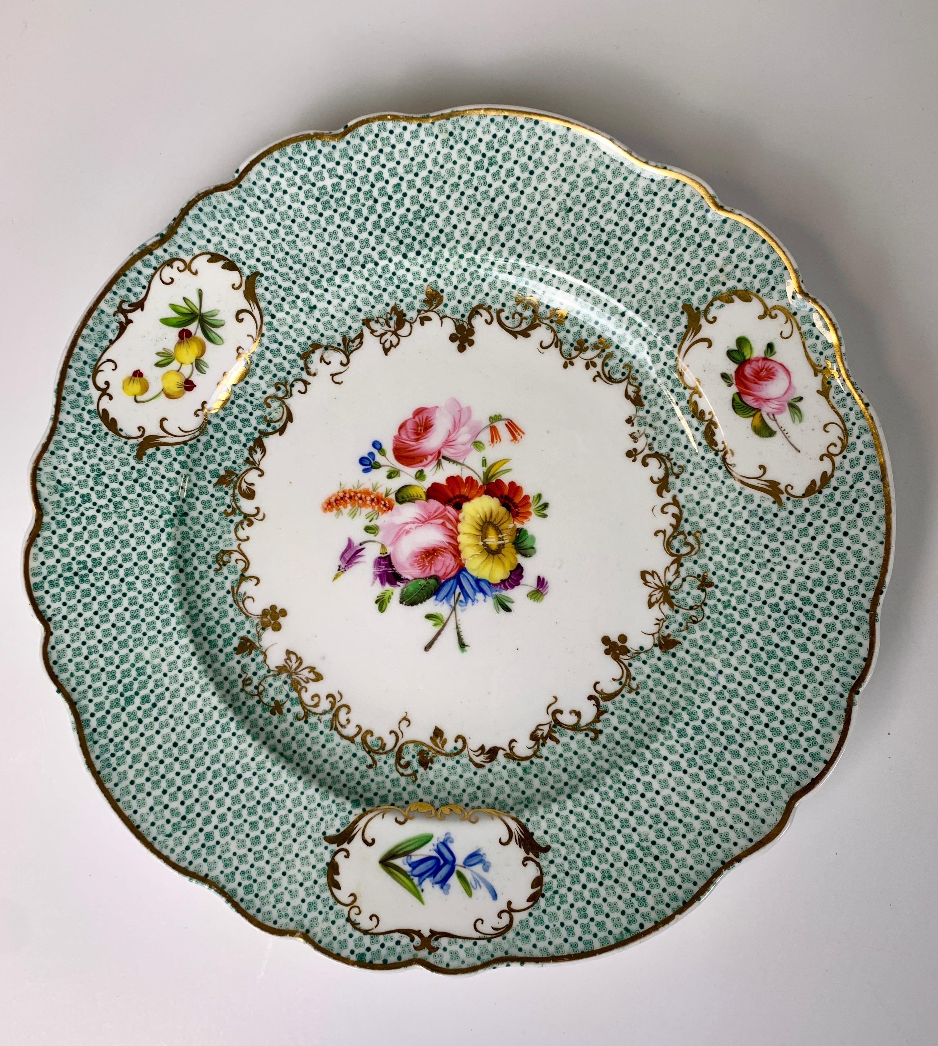Set of Five Antique Porcelain Dishes Hand-Painted, England, Circa 1830 For Sale 6