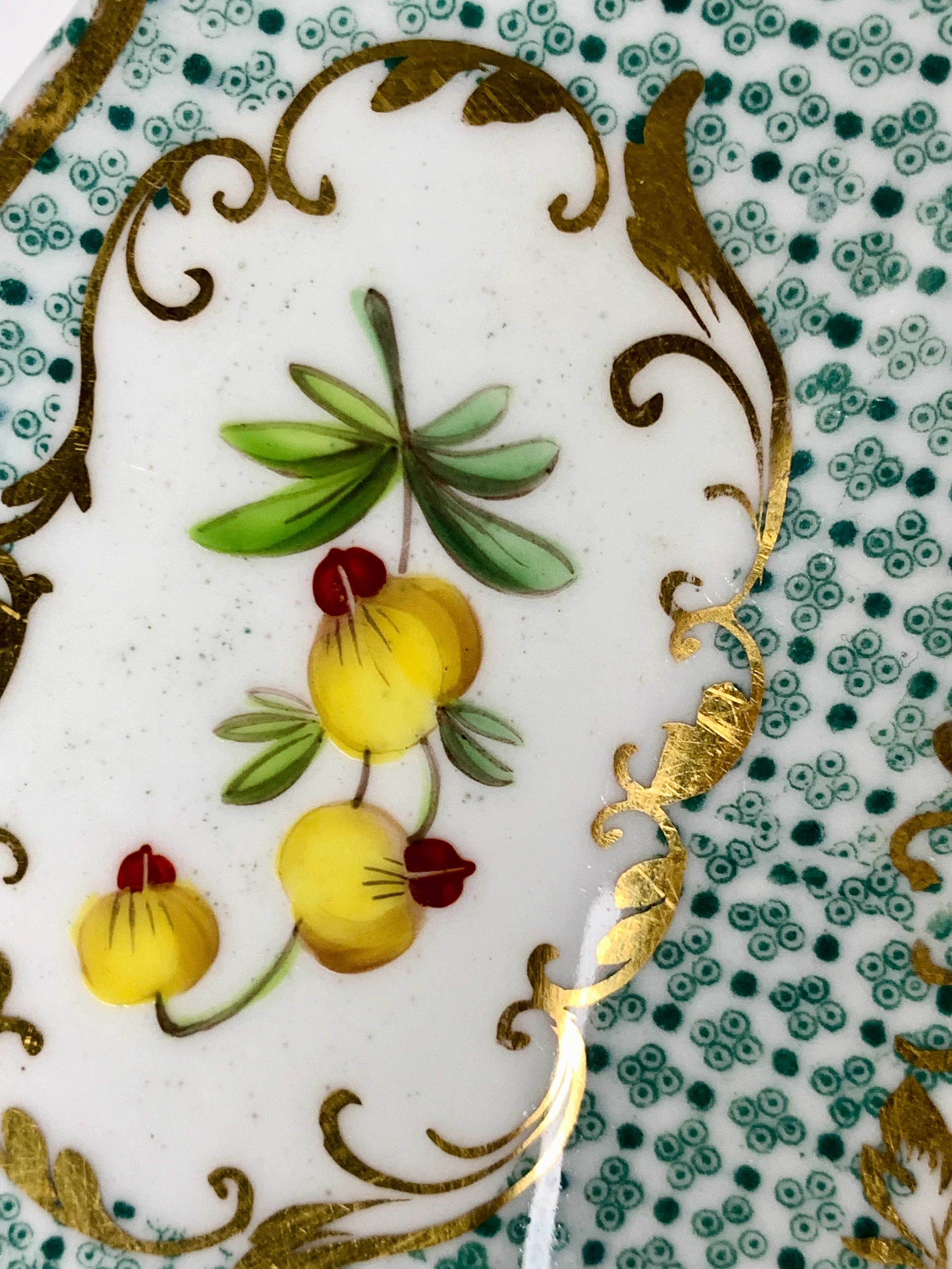 Set of Five Antique Porcelain Dishes Hand-Painted, England, Circa 1830 For Sale 7